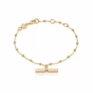 Image of Daisy London Jewellery 18ct Gold Plated Sterling Silver Stacked T Bar Bracelet 18Ct Gold Plate