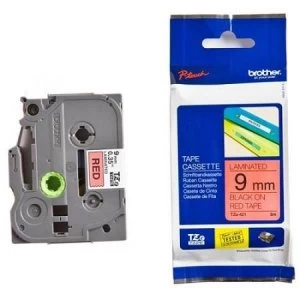 Image of Brother TZe-421 P-touch Label Tape ( 9mm x 8m) Black On Red