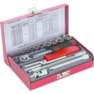 Image of Socket Set Ken-grip 1/4" Square Drive 4-14MM Metric (19 Piece) Chrome Vanadium