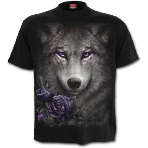 Image of Wolf Roses Womens Medium T-Shirt - Black