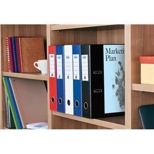 Image of Elba A4 Lever Arch File with Clear PVC Cover 2 Ring 70mm Blue Pack of 10