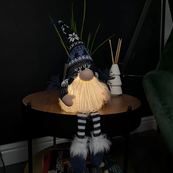 Image of 50cm Battery Operated Light Up Sitting Christmas Gonk with Dangly Legs in Dark Blue
