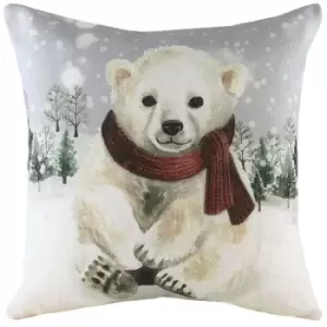 Image of Snowy Polarbear Cushion Multicolour, Multicolour / 43 x 43cm / Polyester Filled