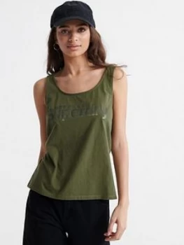 Image of Superdry Bonded Satin Classic Vest - Green, Size 10, Women