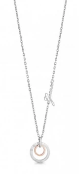 Image of Guess Rhodium and Rose Gold Plated Circles Pendant Necklace