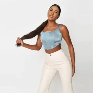 Image of Missguided Satin Corset - Blue