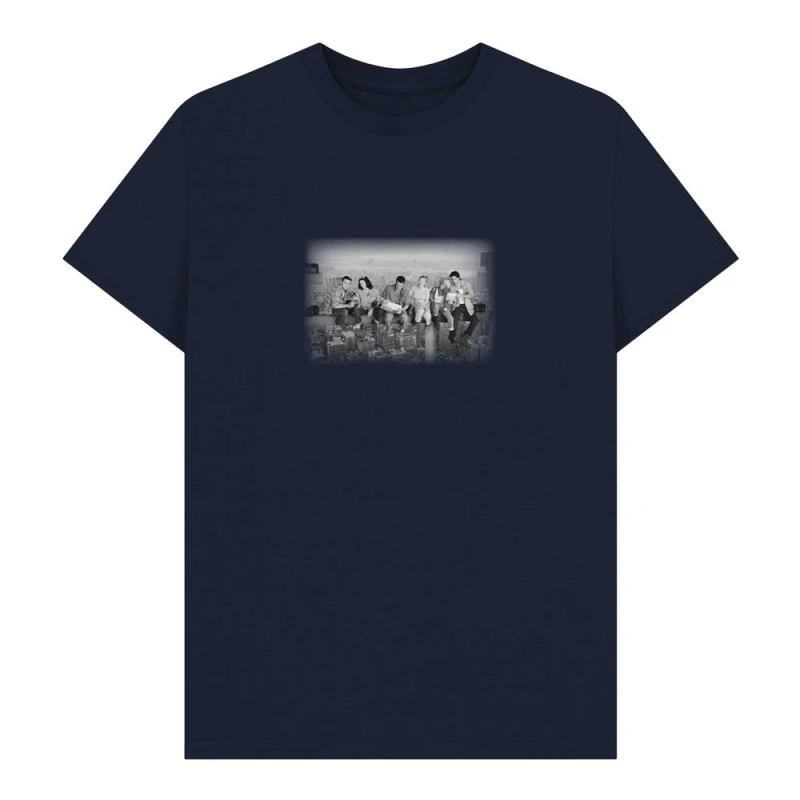Image of Friends Mens Lunch Atop A Skyscraper T-Shirt in Navy Size: Small Navy Male S