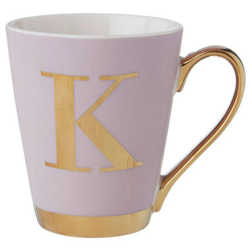 Image of Premier Housewares Mimo Grey Frosted Deco K Letter Monogram Mug Pink unisex
