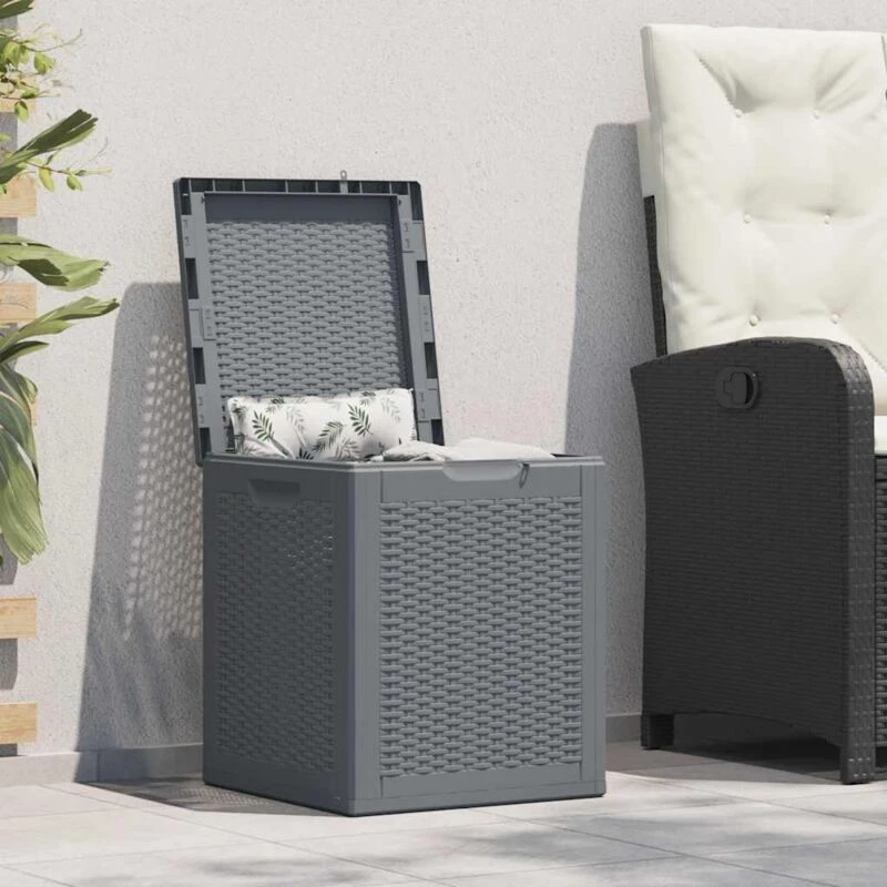 Image of VIDAXL Garden Storage Box Grey PP Rattan 90 L vidaXL 8720845818005