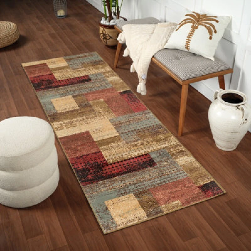 Image of Livabliss Scandi Modern Dark Red Shama Runner Rug 80 X 220 Cm - Easy Care, Non Shedding, Ideal For Hallway Or Beside The Bed