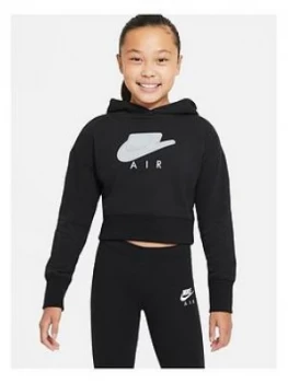 Image of Nike Girls Nsw Air French Terry Crop Hoodie - Black