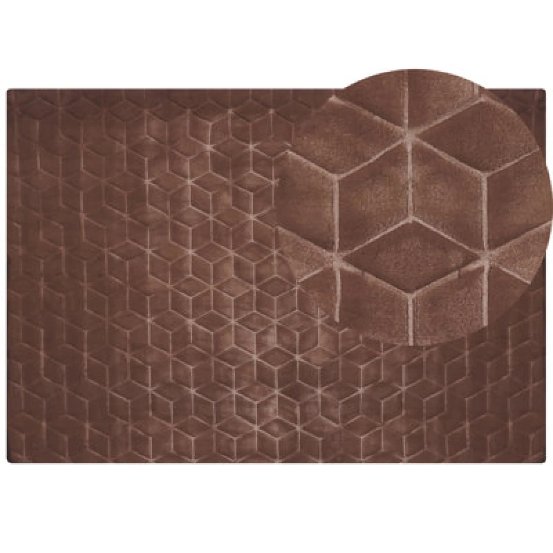 Image of Beliani Faux Fur Rug Thatta Brown 160 X 230 Cm