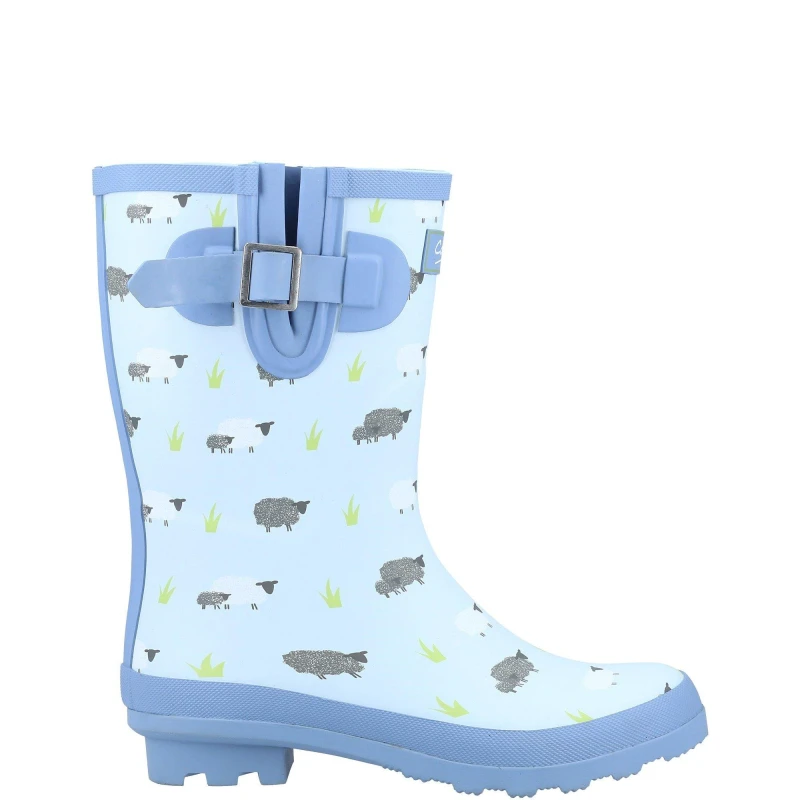 Image of Cotswold Womens Farmyard Mid Short Wellies Wellington Boots - UK 4 Blue female GDE2812SHE4
