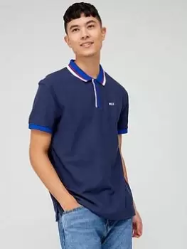 Image of Tommy Jeans Tipped Collar Honeycomb Polo Shirt - Twilight Navy, Twilight Navy, Size S, Men