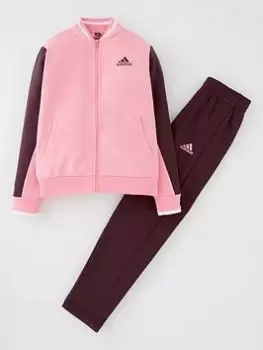 Image of adidas Junior Girls Together Full Zip Tricot Tracksuit - Bright Pink, Size 11-12 Years, Women