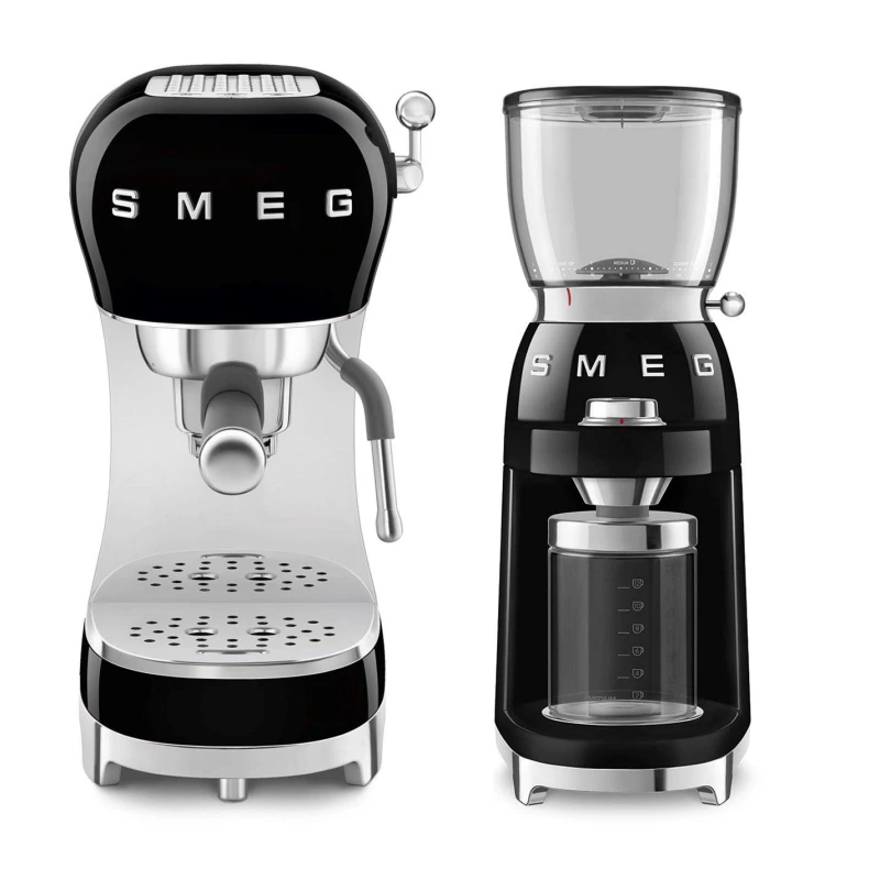 Image of Smeg Espresso Coffee Machine Efc02Bluk & Electric Coffee Grinder - Black W9OUG Unisex