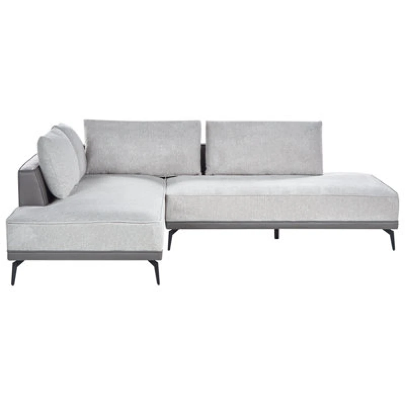 Image of Beliani Corner Sofa 3 Seater Myken Fabric Light Grey Right Hand