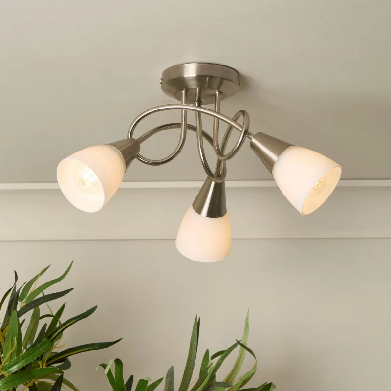 Image of SO'HOME 3 Light Satin Silver Ceiling Light Silver-Coloured ONE SIZE