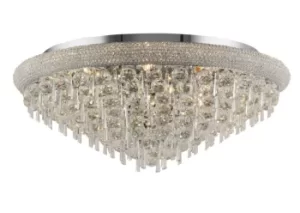 Image of Alexandra Flush Ceiling 16 Light Polished Chrome, Crystal