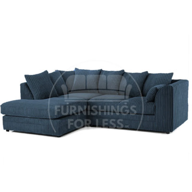 Image of Furnishings For Less UK Luxor Jumbo Cord 4 Seater Corner Sofa Navy Blue Left Hand Facing