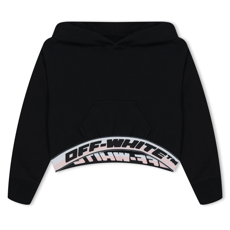 Image of Off White Kids Logo Band Long-Sleeve Hoodie, Prominent Waistband Black 1010 female 8Y
