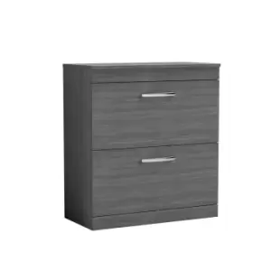 Image of Nuie Athena 800 Floor Standing 2-drawer Vanity & Worktop - Grey Woodgrain