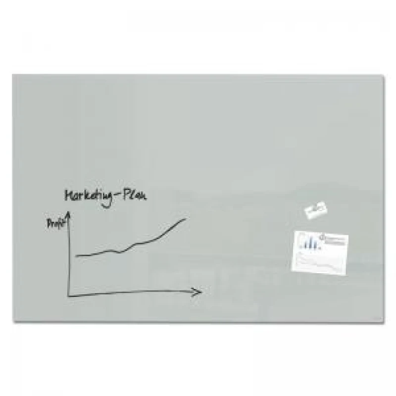 Image of Wall Mounted Magnetic Glass Board 1500x1000x18mm - Grey
