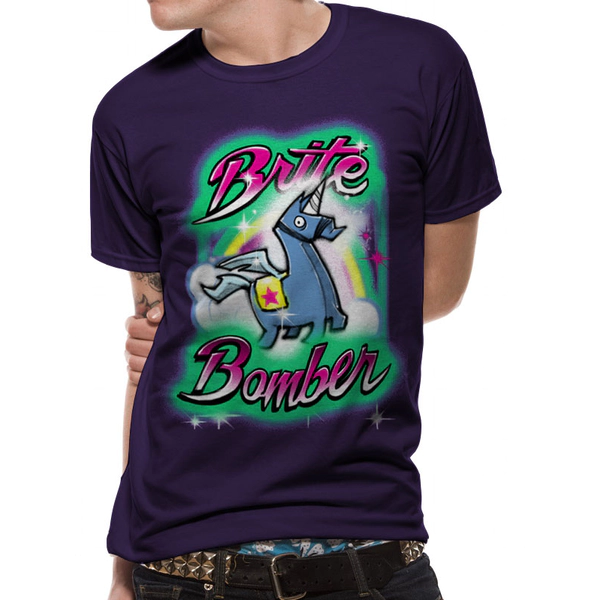 Image of Fortnite - Unisex Medium Brite Bomber Airbrush Youth T-Shirt (Navy)