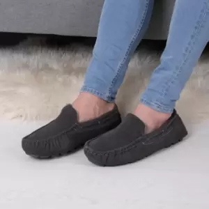 Image of totes Isotoner Real Suede Mens Moccasin Slippers Grey