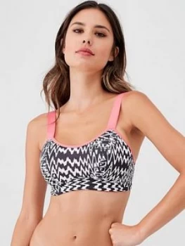 Image of Pour Moi Energy Underwired Lightly Padded Convertible Sports Bra - Black/White/Pink