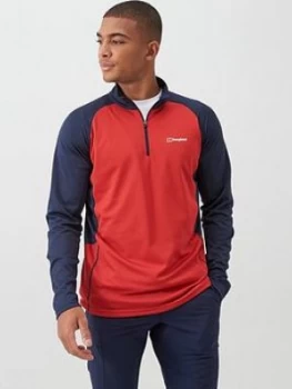 Image of Berghaus Long Sleeve Zip Tech Top - Red