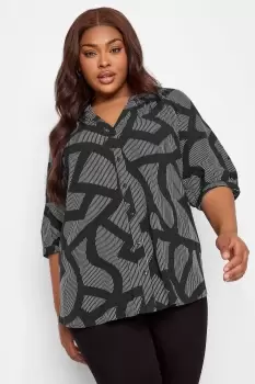 Image of Printed Notch Neck Blouse