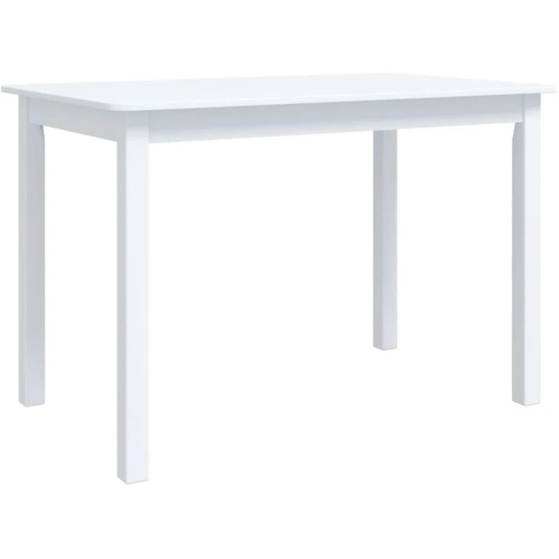 Image of vidaXL Solid Rubber Wood Dining Table Classic White 114x71x75cm Kitchen Table