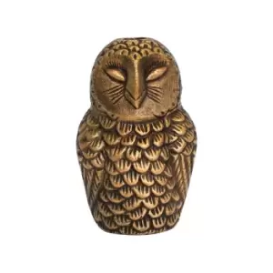 Image of Ivyline Cast Aluminium Owl Candle Holder Antique Brass
