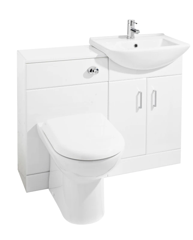 Image of Balterley Cloakroom Cabinet Basin WC Unit Cistern Pan Soft Close Seat in White White Unisex