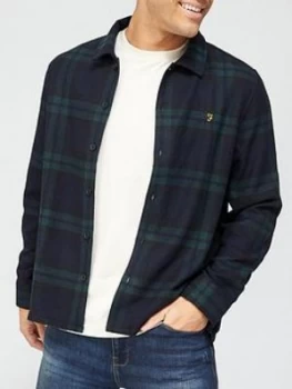 Image of Farah Drummond Check Long Sleeve Overshirt - Olive