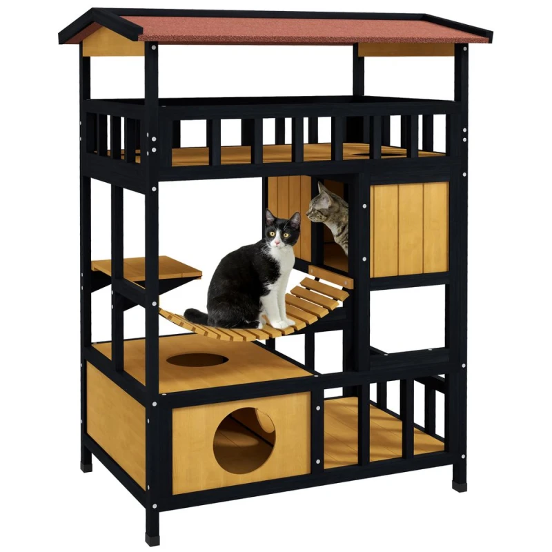 Image of PawHut Pawhut - Outdoor Cat House w/ Suspension Bridge, Houses, Balcony 5056725386054