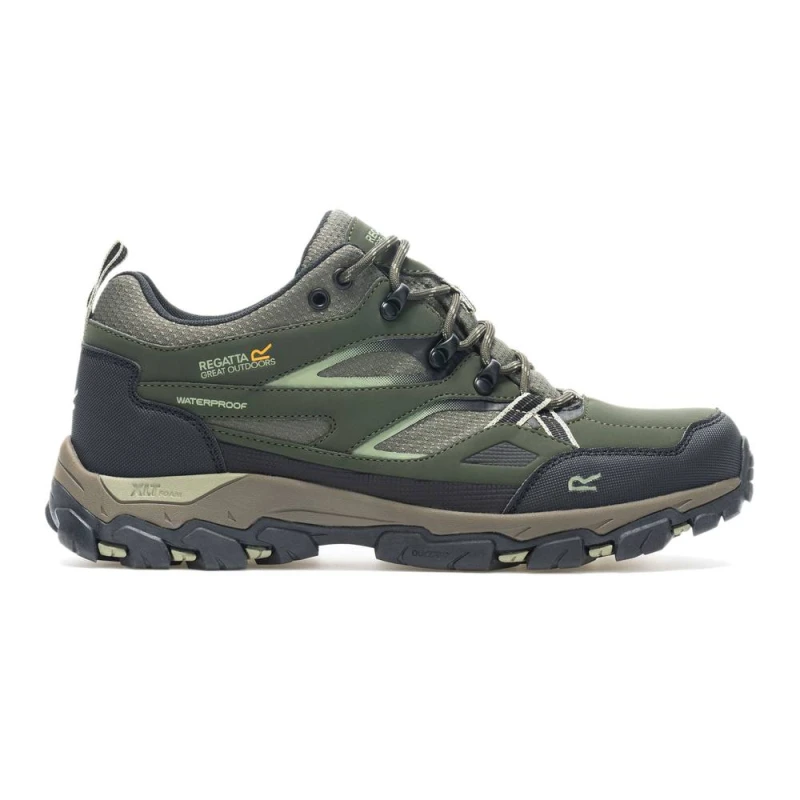 Image of Regatta Mens Holcombe III Low Waterproof Walking Shoes in Dark Olive Size: 9 Dark Olive Male 9
