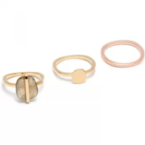 Image of Ladies Lola Rose Rose Gold Plated Labradorite Bassa Ring Set