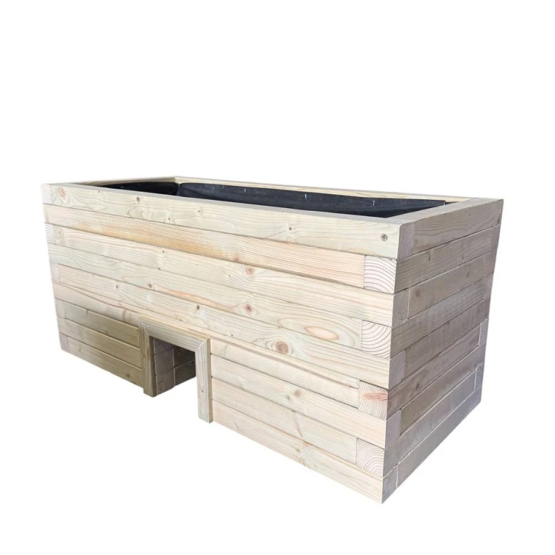 Image of Buttercup Farm Wooden Hedgehog Hide Garden Planter Trough - L150 x W40 x H60cm in Light Brown Light Brown Unisex