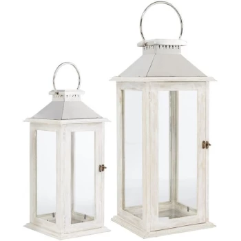 Image of Hotel Collection Hotel White Wooden Lantern - White