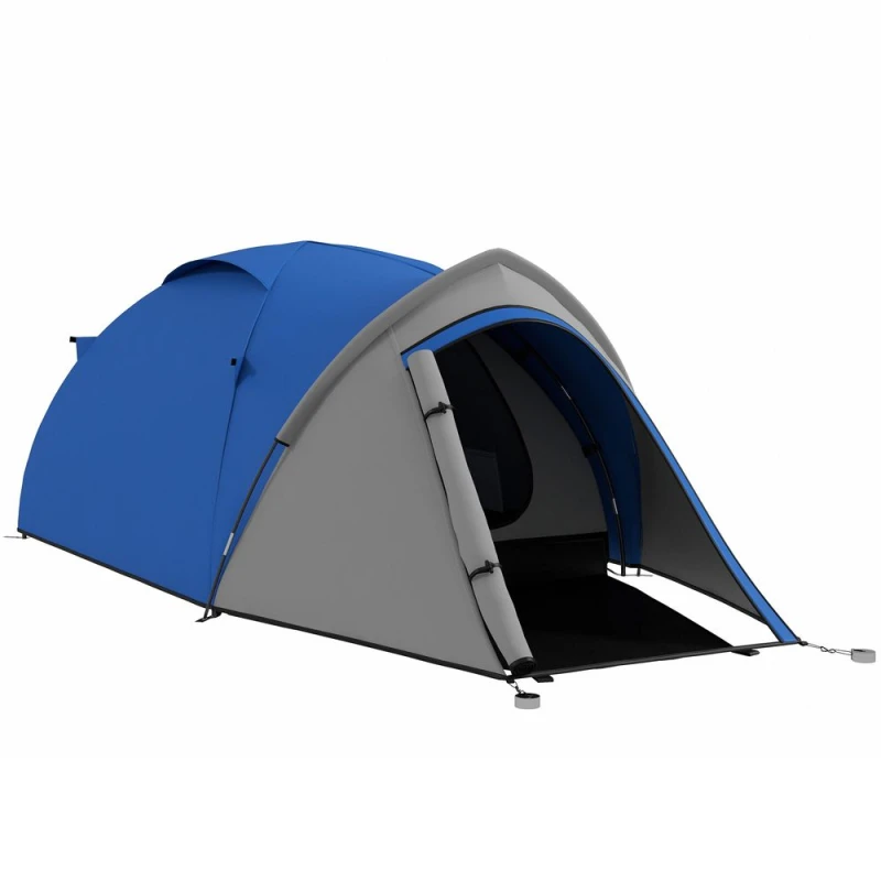 Image of Outsunny Compact Camping Tent w/ Vestibule - Blue, Multi A20-174V00BU