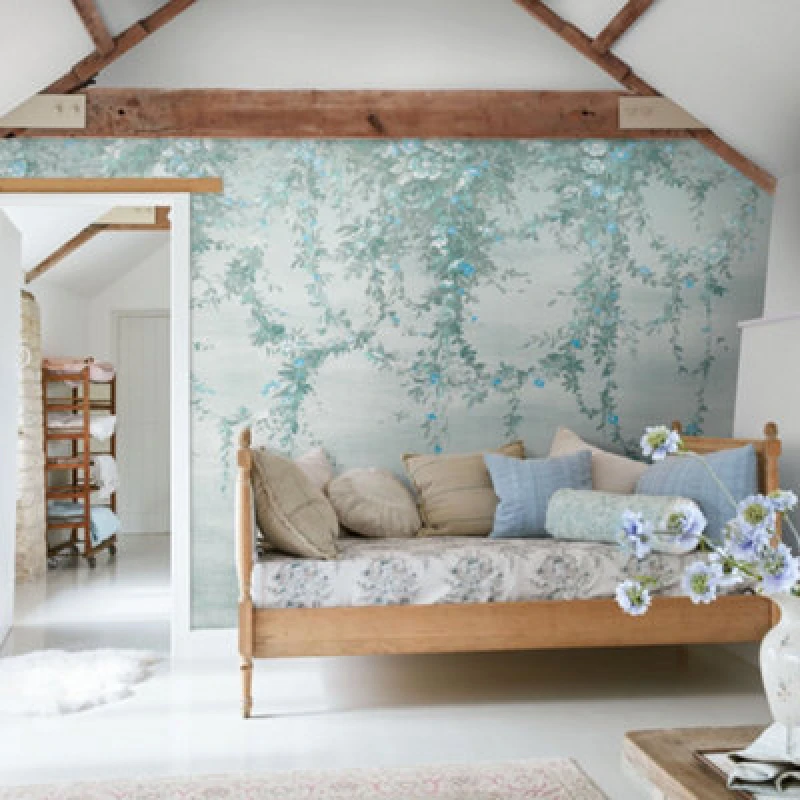 Image of Shabby Chic by Rachel Ashwell Hanging Garden Duck Egg Fixed Size Mural Wall Murals One Size Blue 71594218000