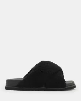 Image of AllSaints Saki Crossover Shearling Sandals