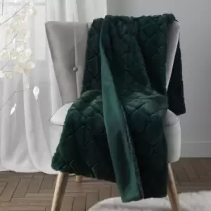 Image of Catherine Lansfield Cosy Diamond 130cm x 170cm Throw Bottle (Green)