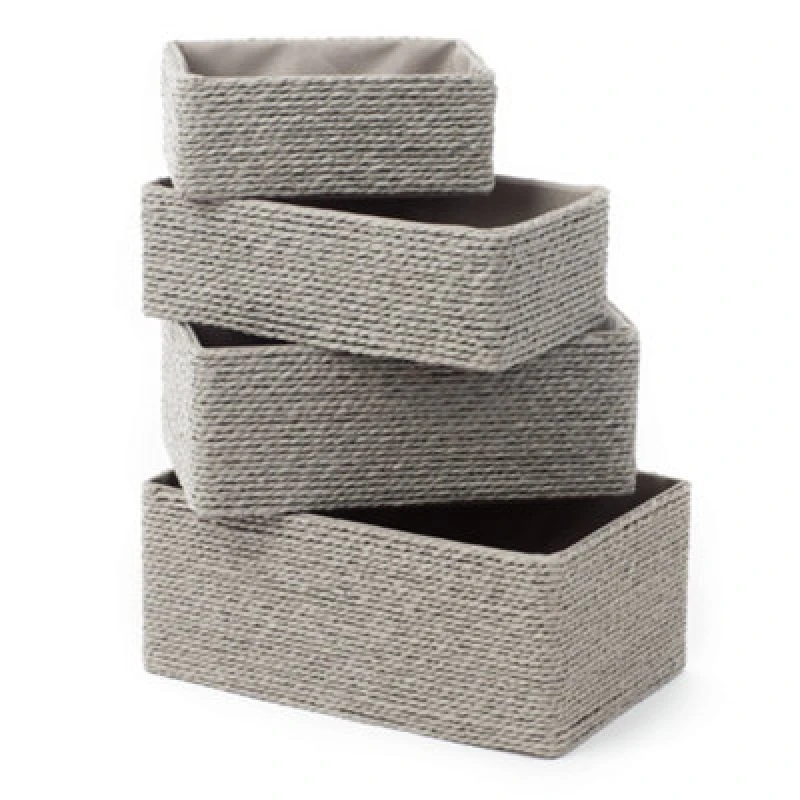 Image of LIVIVO Set of 4 Woven Hamper Storage Baskets Grey unisex