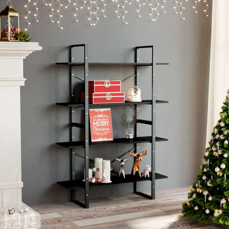 Image of VIDAXL Vidaxl - 4-Tier Book Cabinet Black 100x30x140cm Engineered Wood 8720286567685
