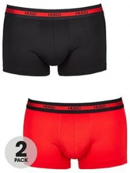 Image of Hugo Boss 2 Pack Stretch Cotton Jersey Trunks Black/Red Size L Men