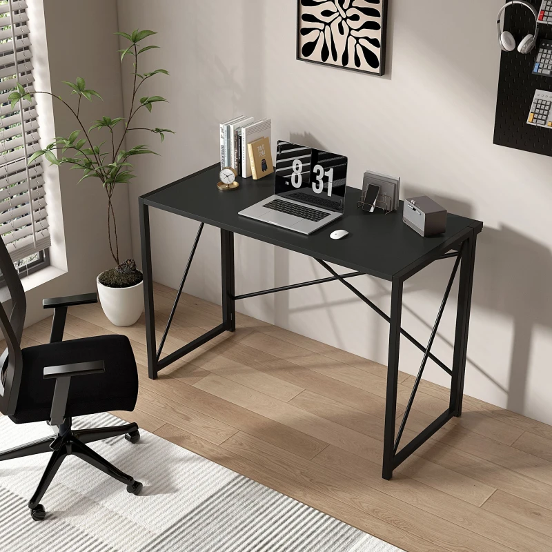 Image of MCC Direct No Assembly Folding Computer Desk 80cm - Miami Black