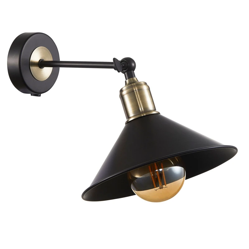 Image of Happy Homewares Modern Industrial Switched Wall Light Fitting with Adjustable Shade in Black Unisex